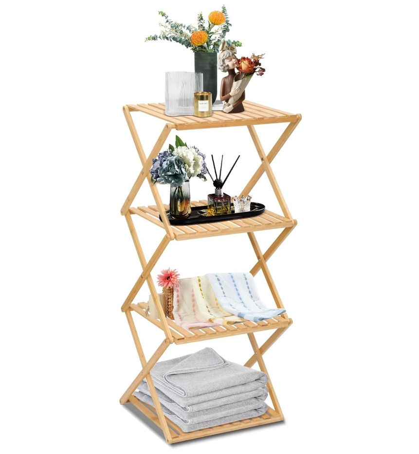 Outdoor picnic portable storage rack multi-layer folding pine camping rack