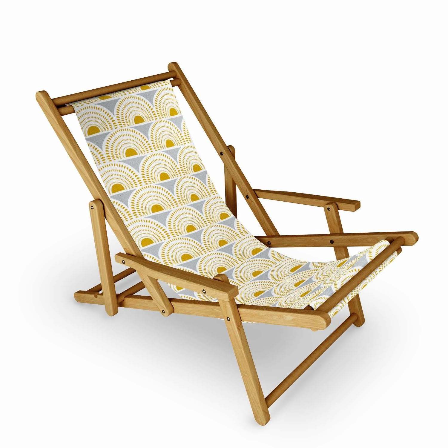 High Quality Outdoor Wooden Canvas Adjustable 3 Position Reclining Sun Lounger Folding Deck Sling Fishing Beach Single Chairs