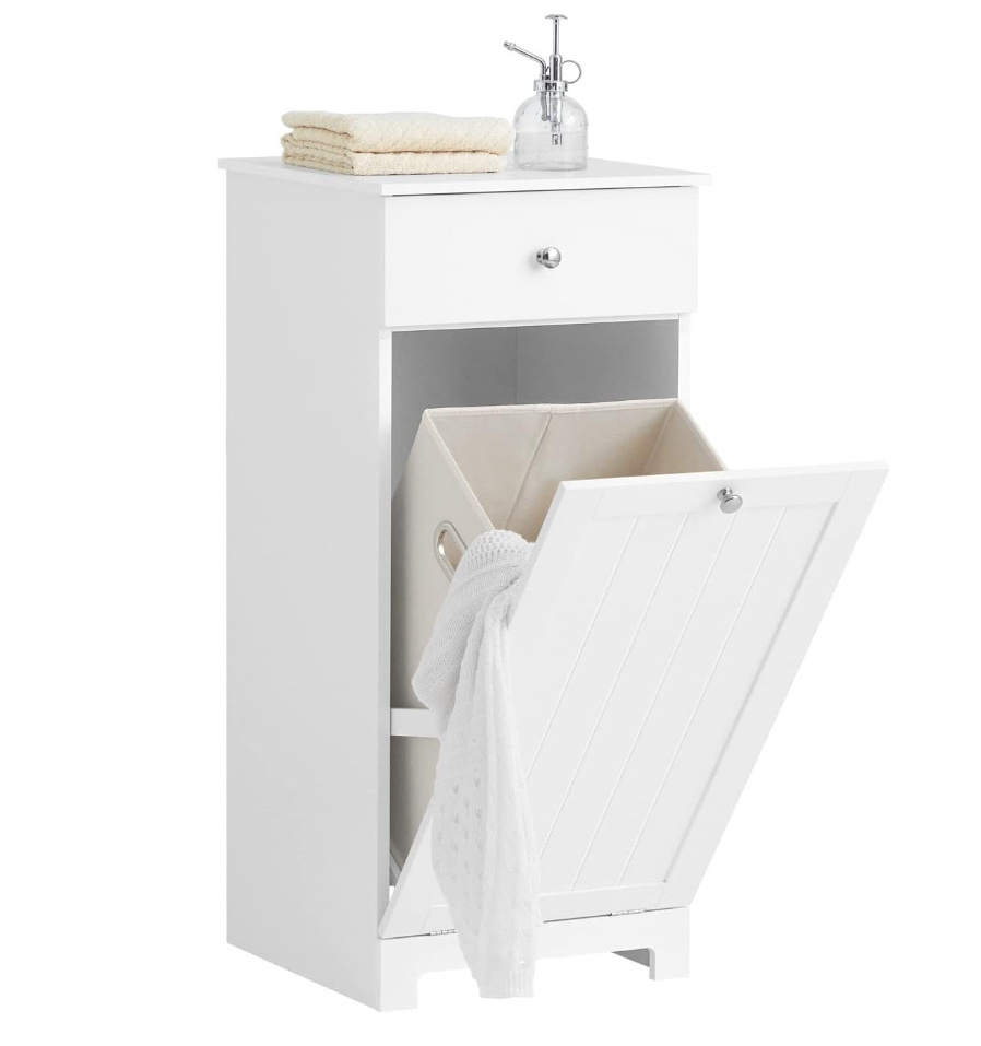 Bathroom Toilet Room Wood Storage Laundry Cabinet with Fold Out Laundry Drawers