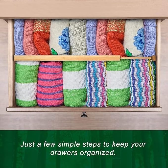 Bamboo Drawer Dividers, Expandable Kitchen Drawer Organizer, Drawer Organization Separators for Clothes, Kitchen, Bedroom