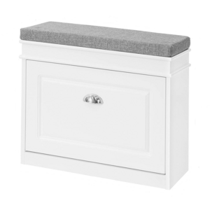 Modern Furniture White Hallway Shoe Bench, Shoe Rack, Shoe Cabinet with Flip-Drawer and Seat Cushion