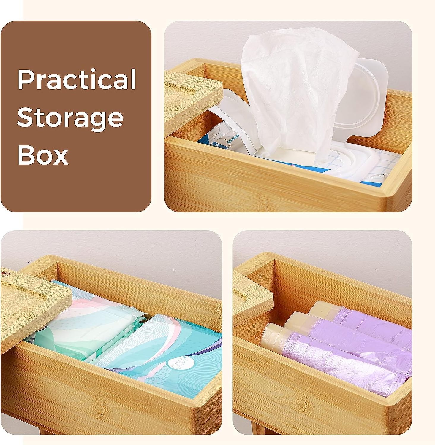 wholesale stable  natural bamboo bathroom 4-in-1 Toilet Paper Holder Stand with Storage Shelf Box