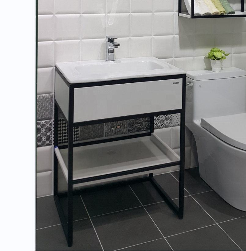 metal bathroom cabinet solid wood drawers and shelf storage Wash Basin Cabinet Small Vanities With Sink Basin Storage