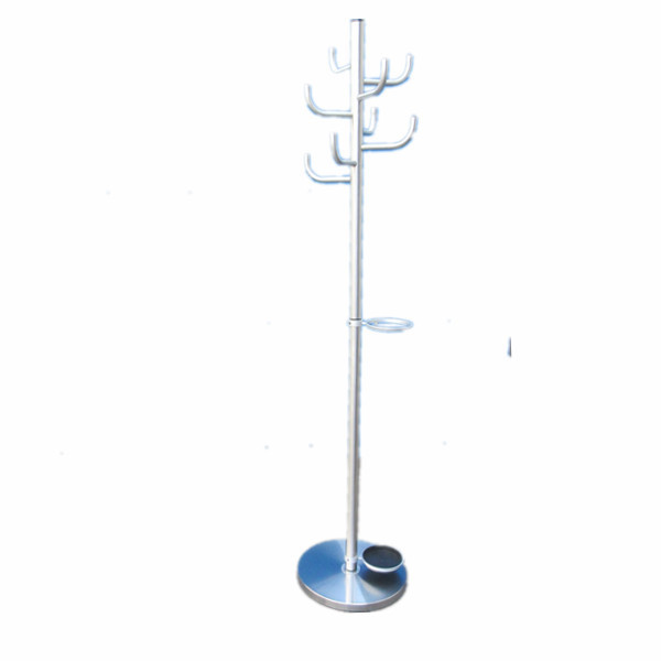 Metal Freestanding Coat Rack with 8 Curved Hooks - Silver