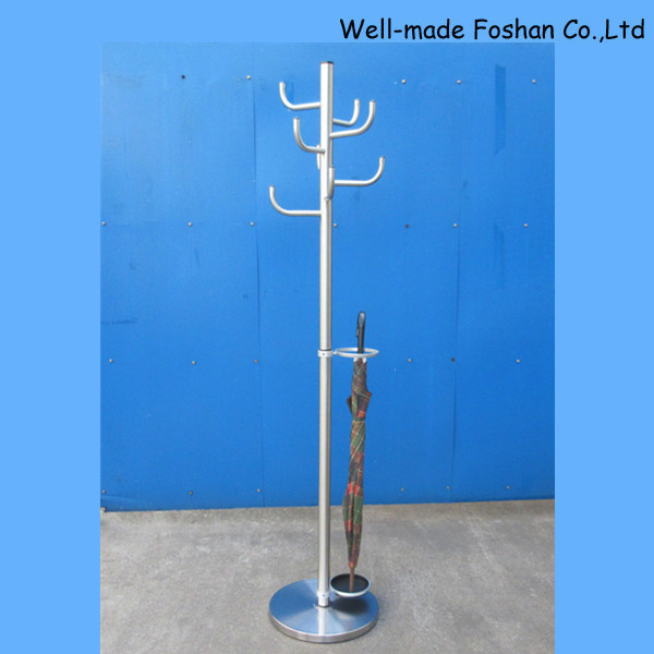 Metal Freestanding Coat Rack with 8 Curved Hooks - Silver