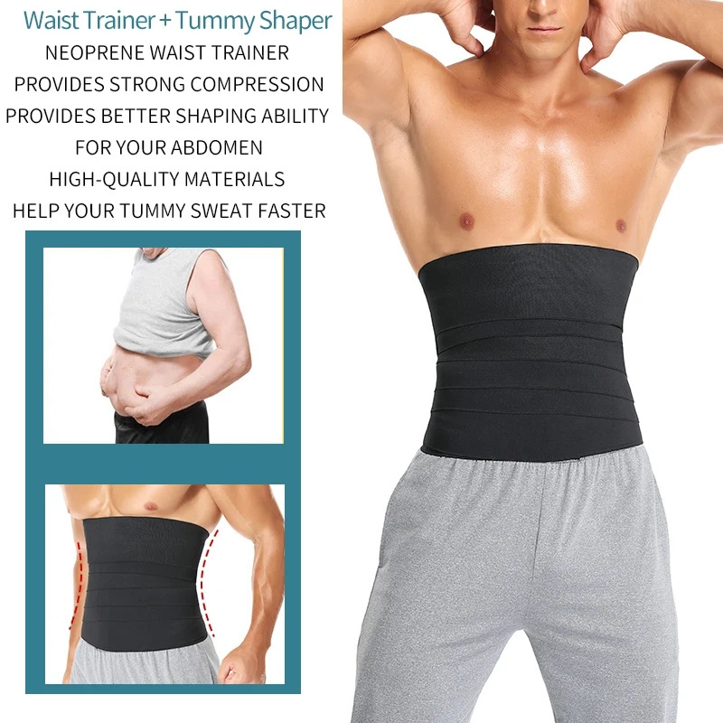 WM Tummy Sweat Belt Custom Belly Wrap Waist Trainer Magic Tape Slimming Wrap