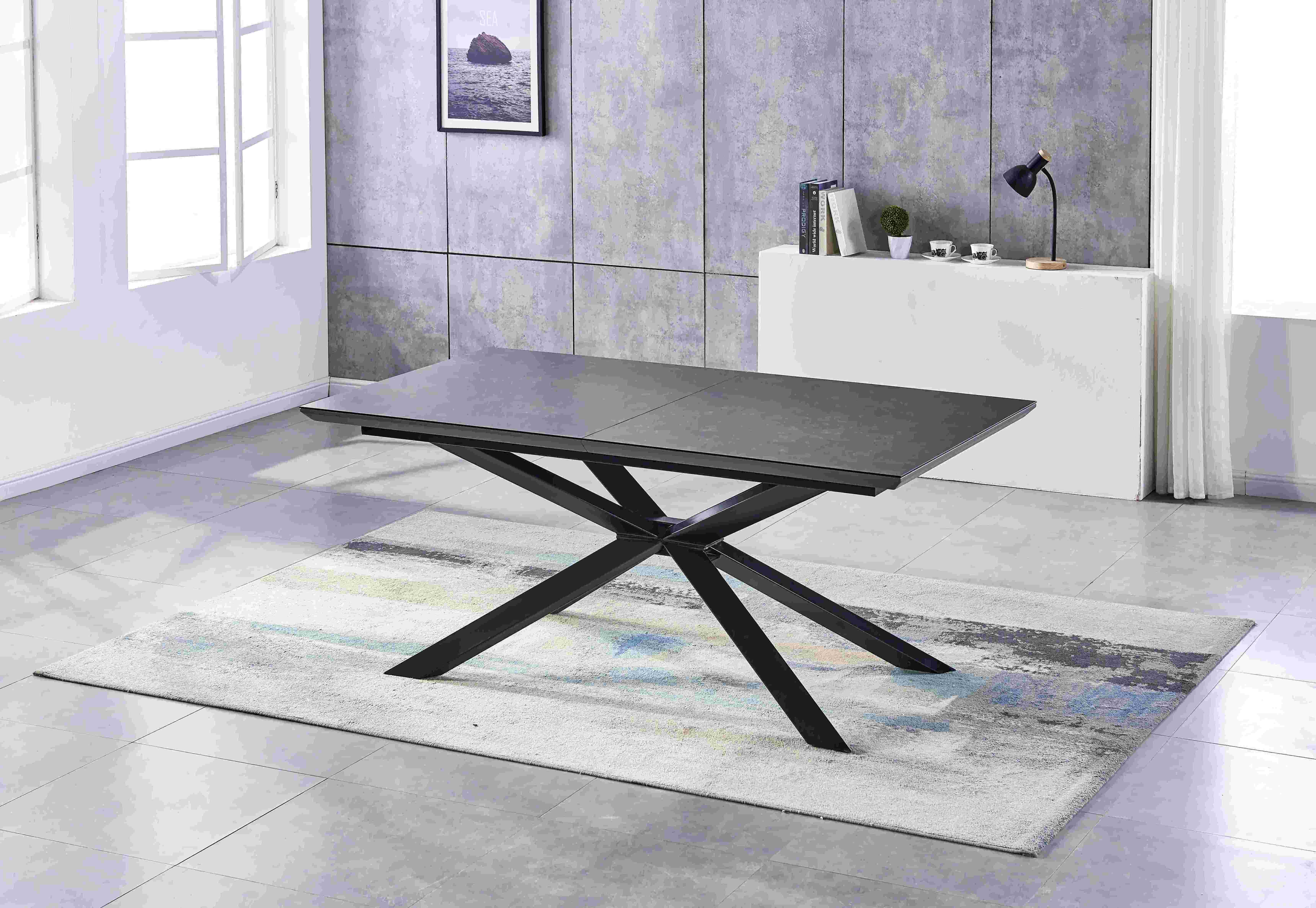 High Quality Luxury Large 10 Seater Italian Metal Leg Glazed Glass Tile or Marble Top Dining Table