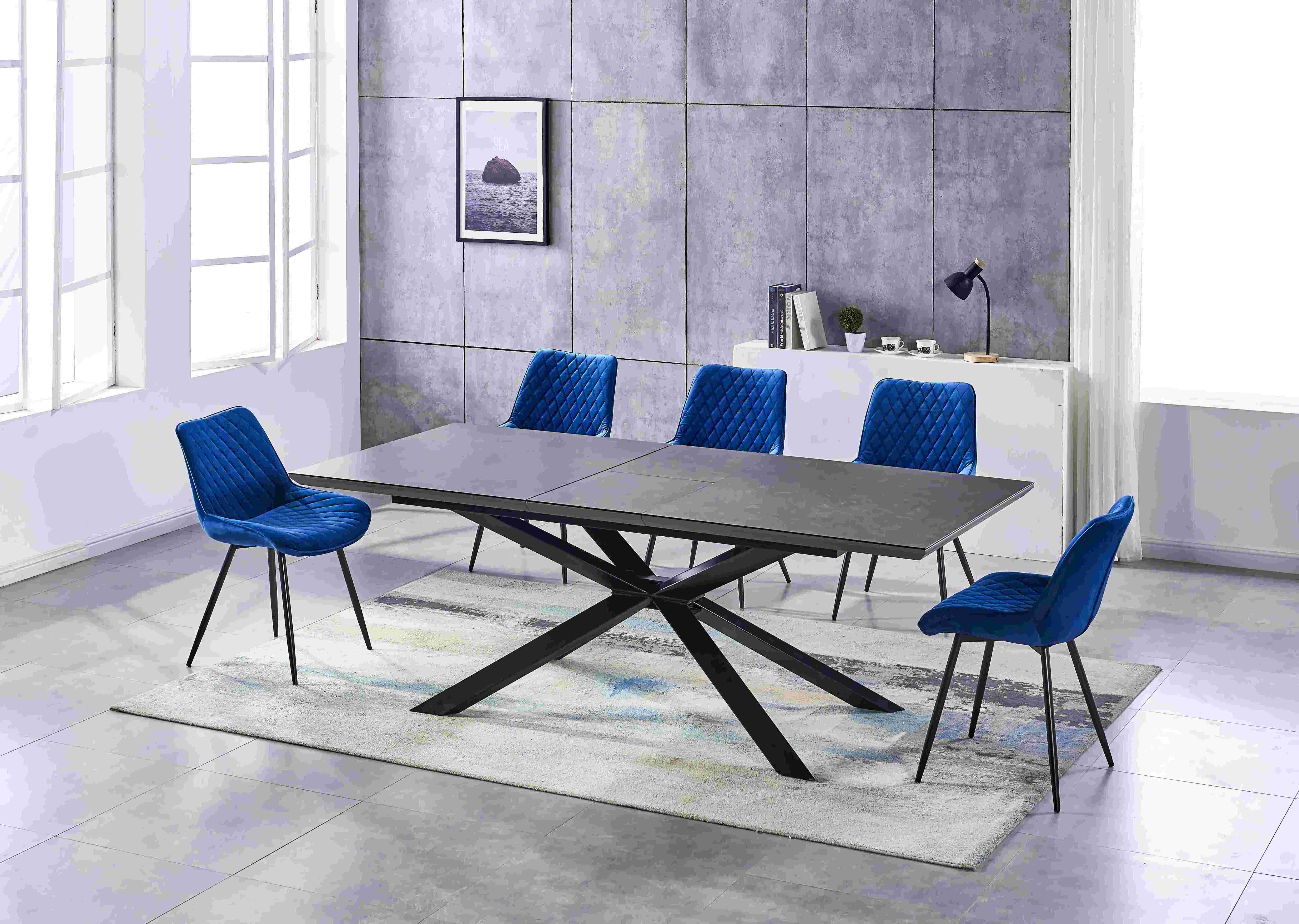 High Quality Luxury Large 10 Seater Italian Metal Leg Glazed Glass Tile or Marble Top Dining Table