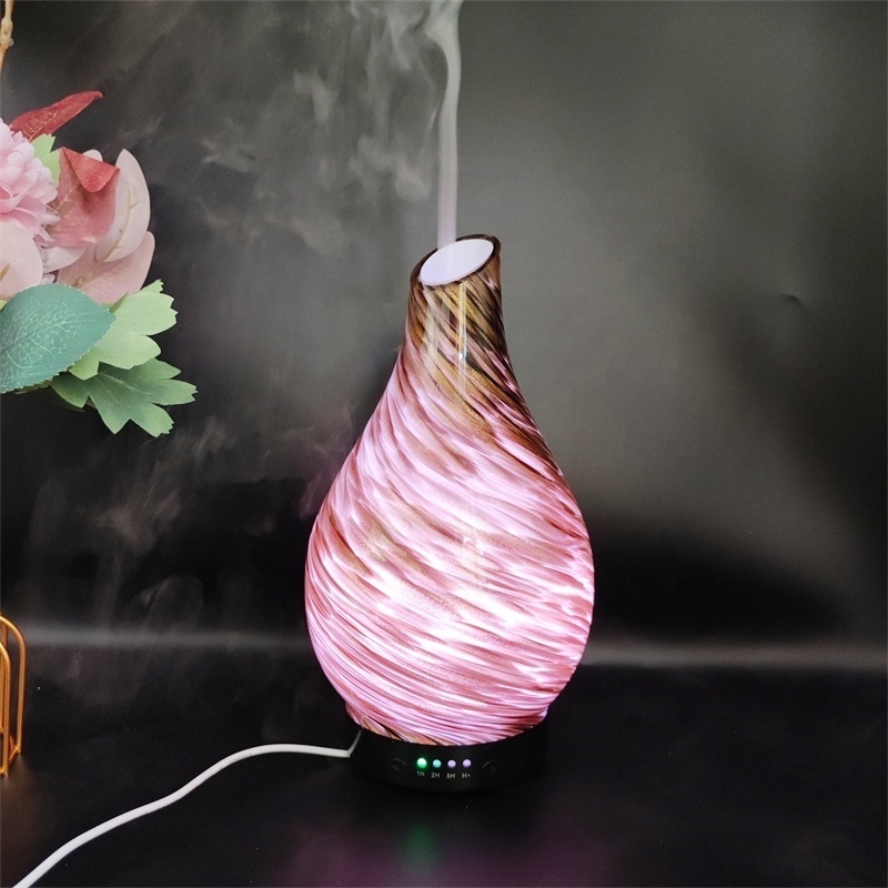 Hot Selling Vase Design Aroma Defuser Smart Cool Mist Colorful Led Lamp 120ml 3D Glass Ultrasonic Essential Oil Aroma Diffuser