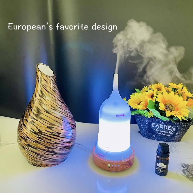 Hot Selling Vase Design Aroma Defuser Smart Cool Mist Colorful Led Lamp 120ml 3D Glass Ultrasonic Essential Oil Aroma Diffuser