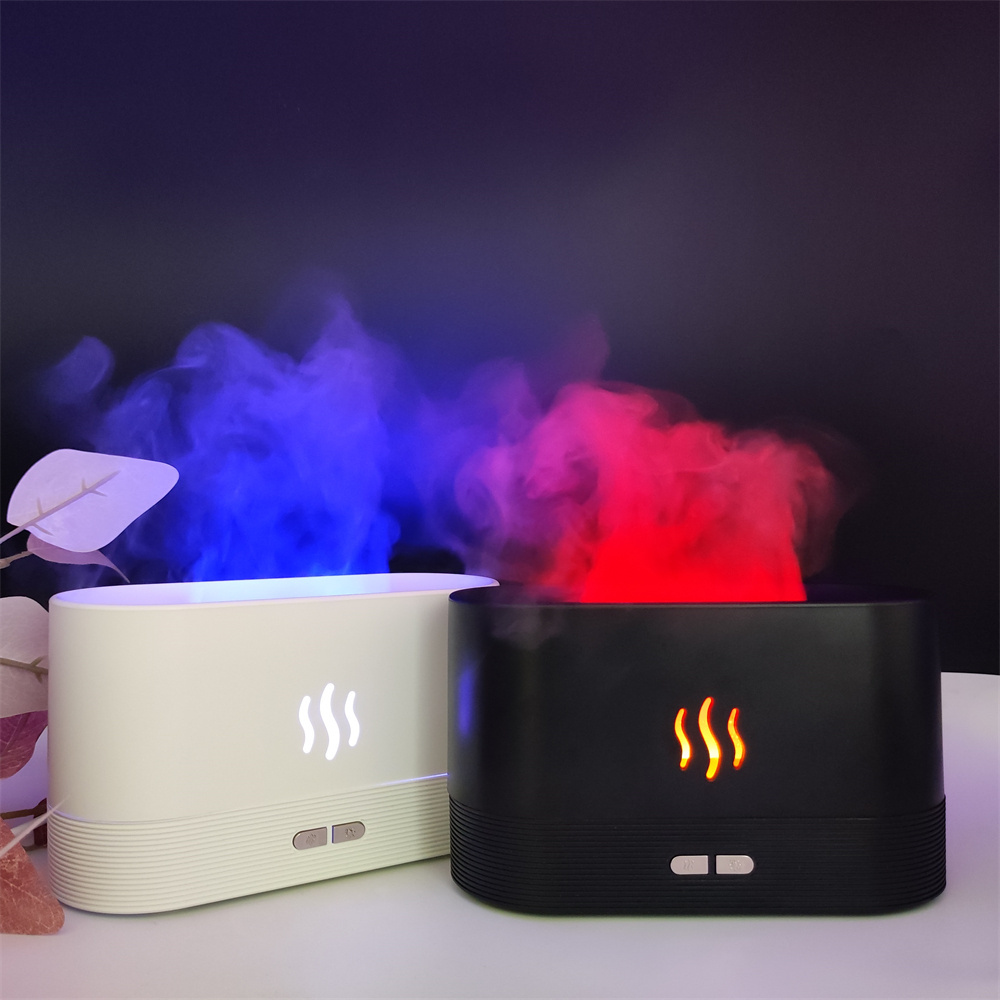 Mini Colorful Fire LED Flame Diffuser Customized Room Ultrasonic 180ml Usb Cool Mist Flame Lamp Aroma Difusor Humidifier