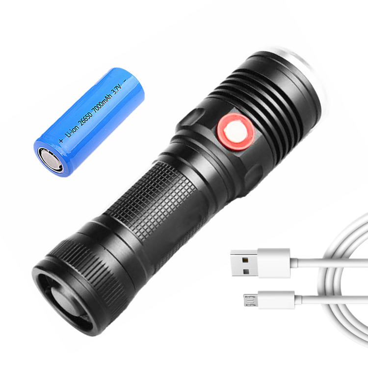 Ultra Bright 1000LM T6 Led Telescopic Focus Handheld Torch New Design Heavy Tactical Flashlight Rechargeable for Camping