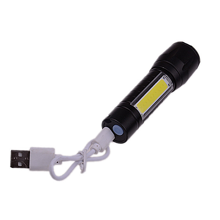 Super Bright Mini COB Light Telescopic Pocket Small Led Light USB Rechargeable Zoom Flashlight with Battery