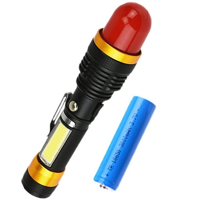 Multi-purpose Warning Flashing Torch for Adventure Bright Replaceable Battery USB Magnetic Working Light with Safety Hammer