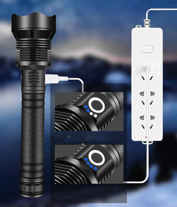 3000 Lumen Telescopic Zoom Torch High Power USB Rechargeable XHP70 LED Tactical Flashlight for Outdoor