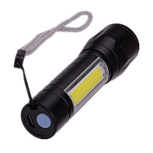 Super Bright Mini COB Light Telescopic Pocket Small Led Light USB Rechargeable Zoom Flashlight with Battery