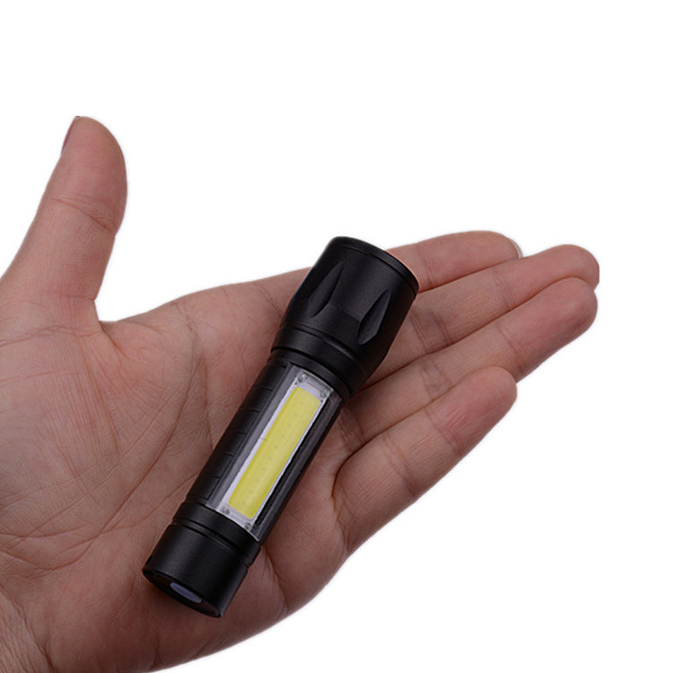 Portable Small Pocket Mini Q5 Spotlight Flashlight,Side COB FLood Light USB Chargeable Focus Reading Led Light for Hiking