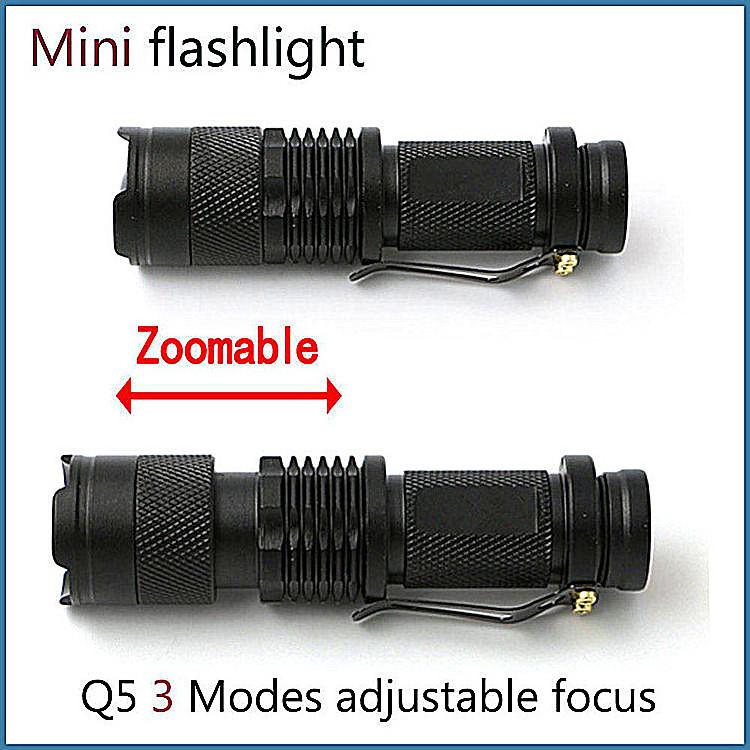 EDC Waterproof Telescopic Zoomable Torch Mini Q5 LED AA / 14500 Flashlights for Camping