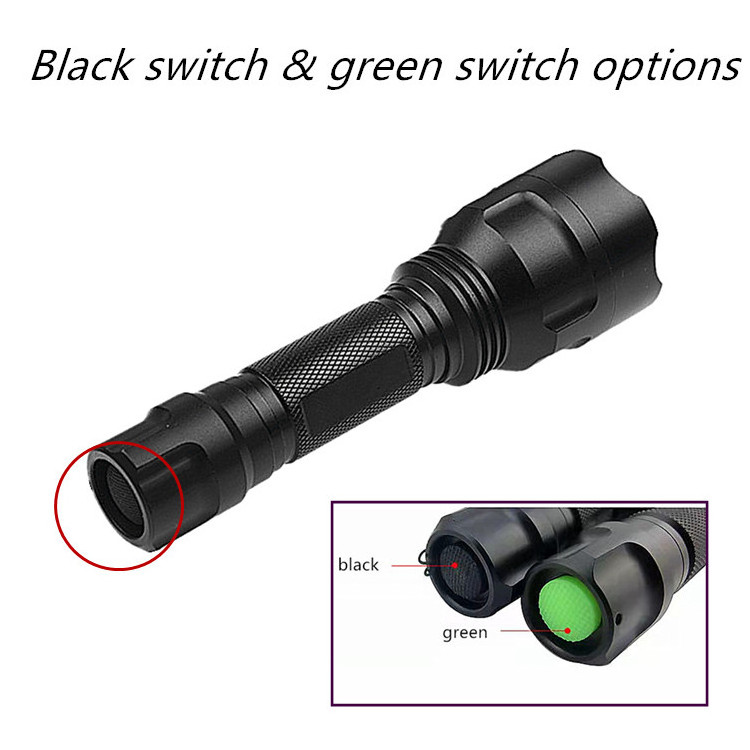 Custom Led Red/Green/Yellow/White 3 Modes C8 XPE Led Light with Reflector Good Quality C8 Flashlight for Hunting