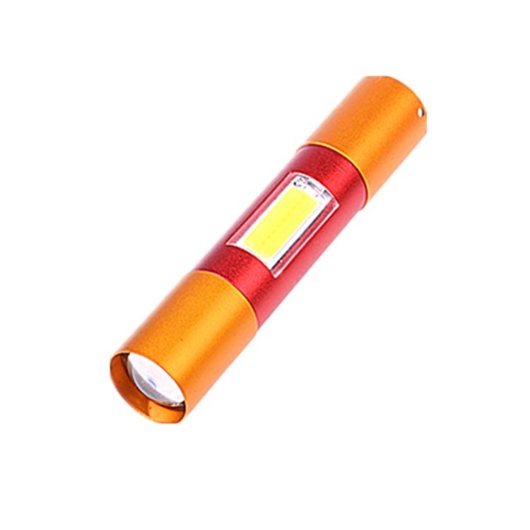 EDC Golden Red Bright Chinese style Golden cudgel Mini Light Torch Zoomable USB Charge Side COB Wide Angle Led Mini Flashlight