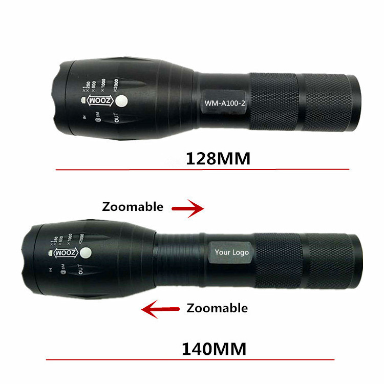 High Power lumen 2000 Water Resistant Zoom Torch 10W Led XML T6 Powerful Tactical Led Flashlight For hotel/home/trip