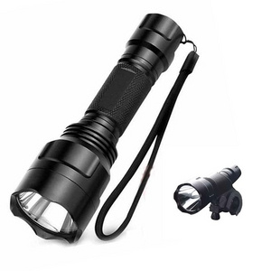 Handheld Attacking Head self-protective C8 Flash Blacklight Torch Light Night Hiking Caving Hunting Tactical Flashlight