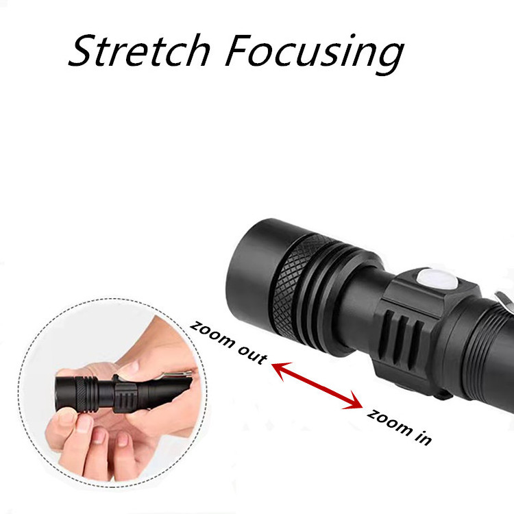 Customized Logo 300LM EDC Torch Flash Light Telescopic Zoom Tactical Mini Flashlight