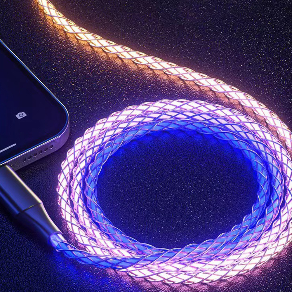 Rbg Led Light Type C Cable Usb Quick Charge Usb-C Fast Charging Mobile Phone Data Cable