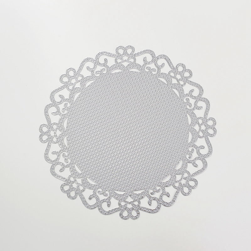 European round hollow lace Christmas placemat for decoration PVC waterproof vinyl gold table placemat