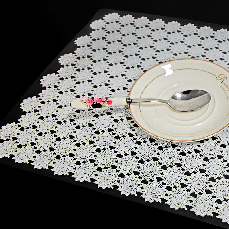 Vinyl Lace Shape PVC Pressed Placemats Colorful Placemat Hollow Heat Resistant Table Mats Plastic placemat