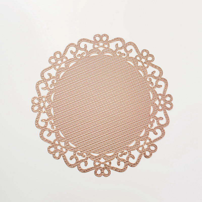 European round hollow lace Christmas placemat for decoration PVC waterproof vinyl gold table placemat