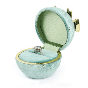 Wide Double Sky Color Vintage Small Jewelry Packaging Ball Heart Shaped Oval High Quality Plain Gift Wooden Ring With Box