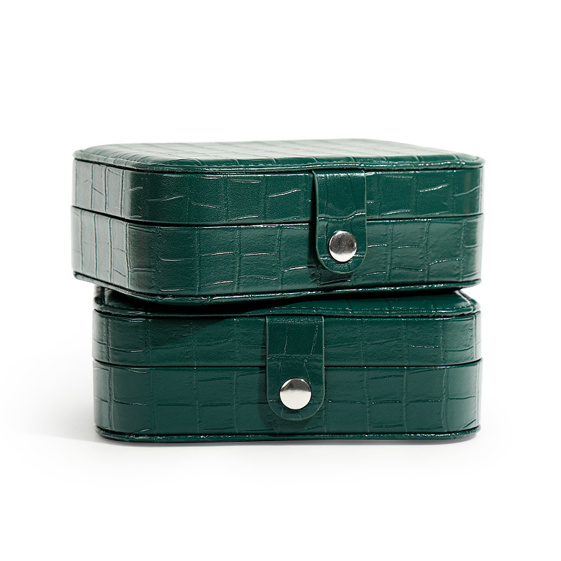 Travel Jewelry Case green Leather Jewelry Box Holder Storage  packaging Jewelry Box collection storage box