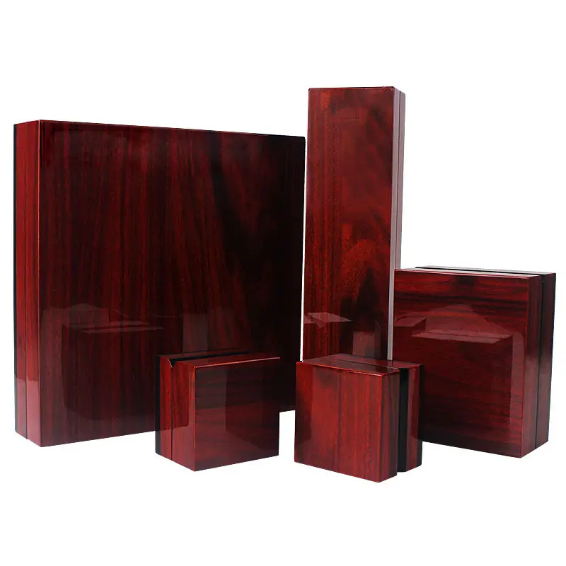 custom wood Shaped Woodiness Simple Large Mini Gift Red Paper Wood For Bracelet Set Packaging Jewelry Box With Ribbon