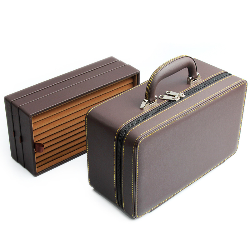 Brown Travel Jewelry Organizer Ring Bangle Storage Hand Carring Cases Cosmetic Gift Box pu leather Travel Jewellery Boxes