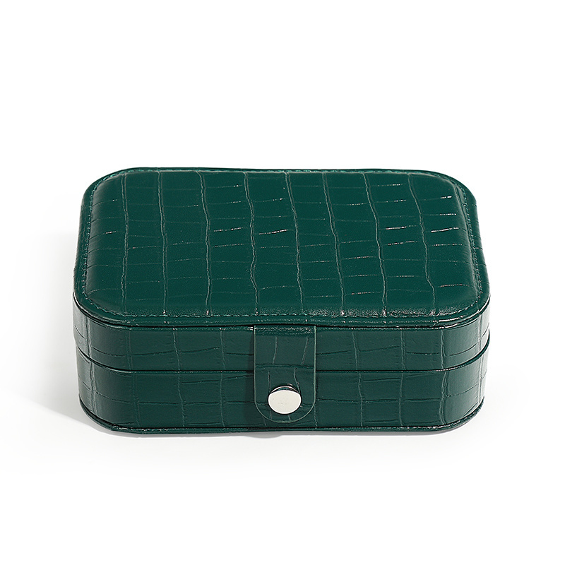 Travel Jewelry Case green Leather Jewelry Box Holder Storage  packaging Jewelry Box collection storage box