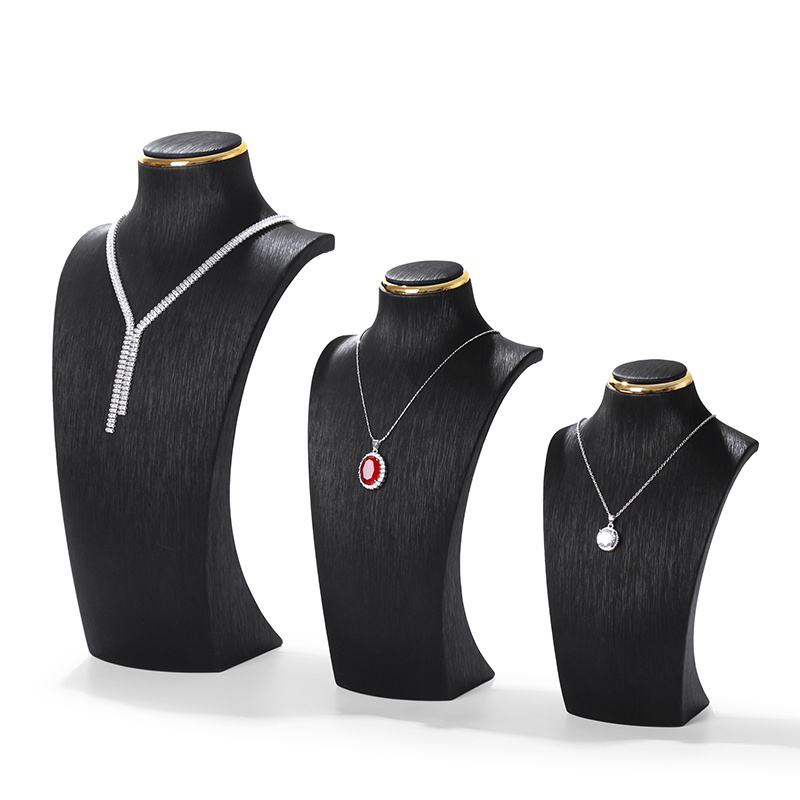 WEIMEI Wholesale Jewelry Store Bright Silver Display Mannequin Necklace Display Bust Bracket Leather Pendant Display Bracket