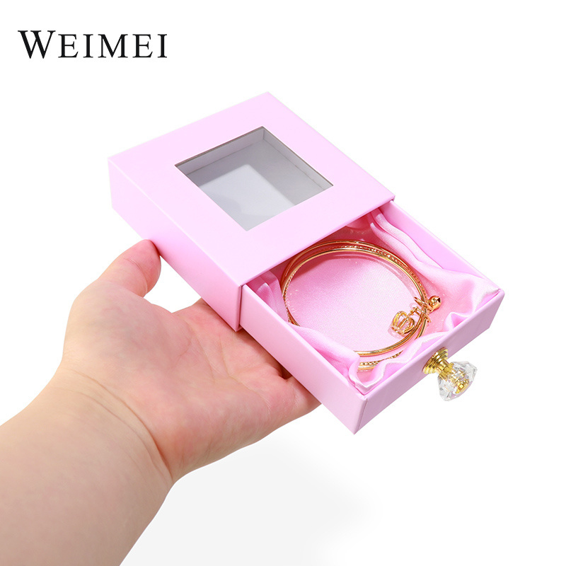 Custom  Sliding Drawers Luxury Jewelry Packaging  Paper Gift Box with Handle for bracelet diamond Jewelry packaging