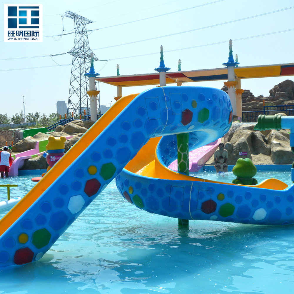 WM Medium Fiberglass Water Park Equipment with Kids Water Slides For Swimming Pool