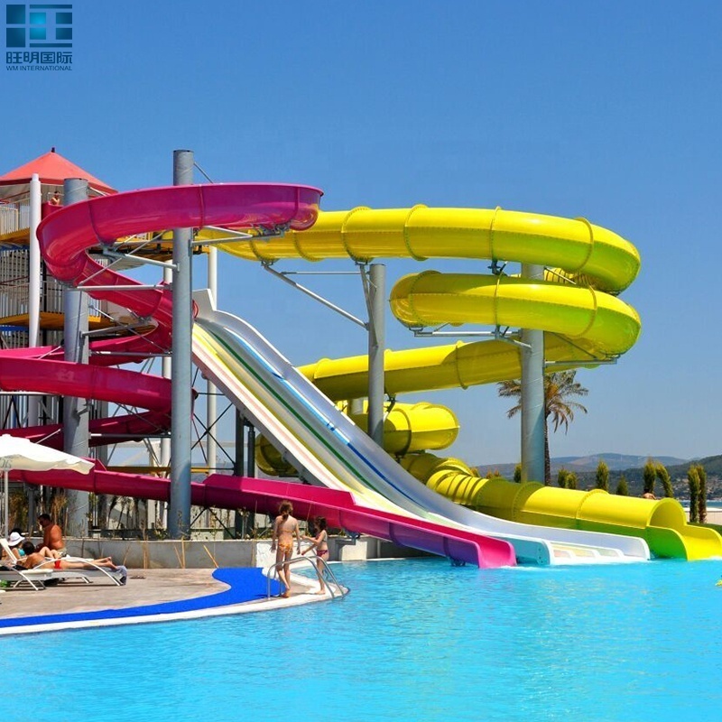 WangMing Spiral water park pool water slide fiberglass large water slide for sale