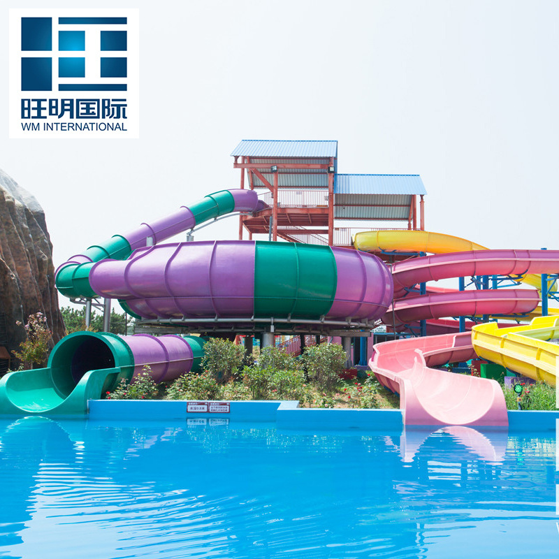 Customized Price Large Outdoor Water Slide Water Park Fiberglass Long Spiral Slide