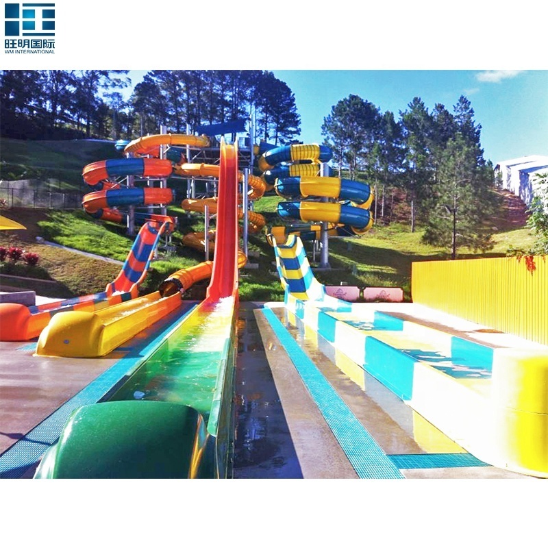 WangMing Spiral water park pool water slide fiberglass large water slide for sale