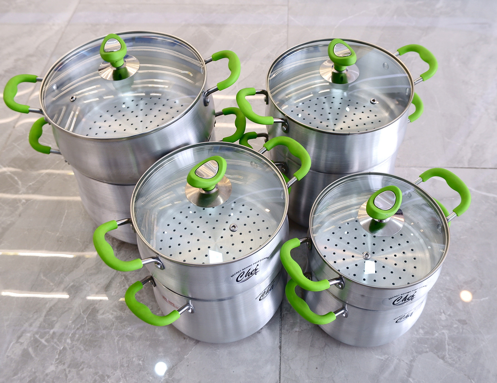 Customized from factory  aluminum  Dumplings Seafood Cooking Food Steamer With 2 Tier couscoust pot