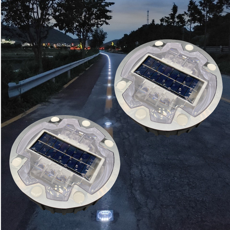 Aluminum ZH-YD145 Road Stud with Solar Green Cat Eye Markers High Brightness Steady LED Lights Waterproof and Battery Powered