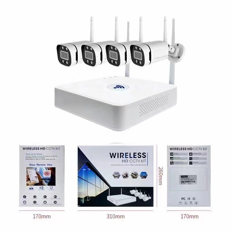 4CH NVR Kit WIFI 2MP 3MP Full Color NIGHT VISION Camera NVR System Wireless WIFI KIT