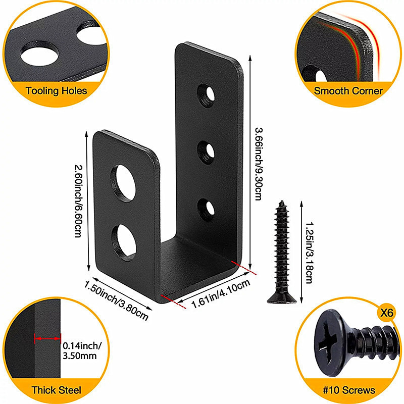 Heavy Duty Security U-Shaped Door Barricade Brackets Drop Open Bar Holder Steel U Type Powder Coating Surface Treatment Bracket