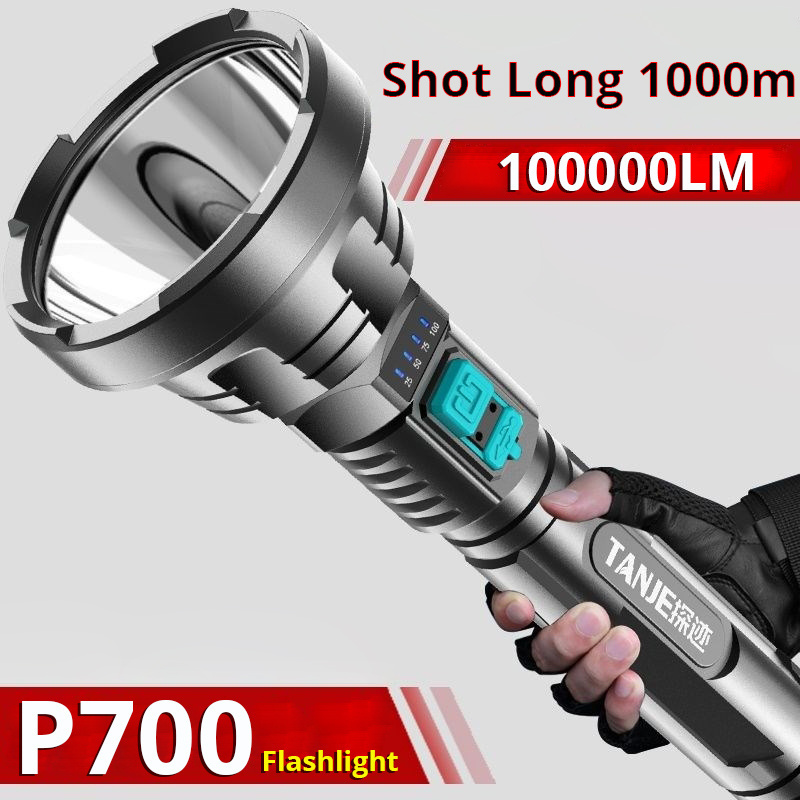 50000LM Powerful LED Flashlight P700 Tactical Flash light Long Range 1000m Torch Waterproof Camping Hand Light USB Rechargeable