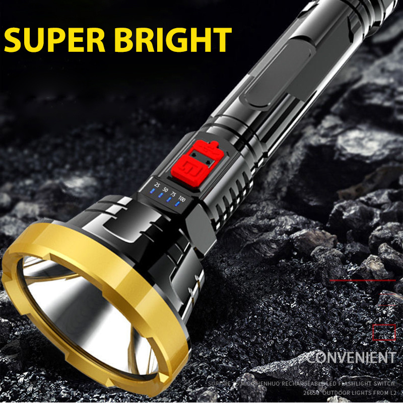 50000LM Powerful LED Flashlight P700 Tactical Flash light Long Range 1000m Torch Waterproof Camping Hand Light USB Rechargeable