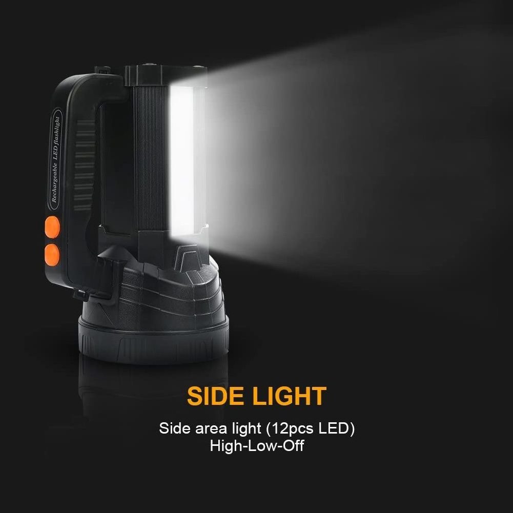 Bright LED Rechargeable Flashlight 9600mAh Brightest Hand held Spotlight Waterproof Tactical High Power Searchlight