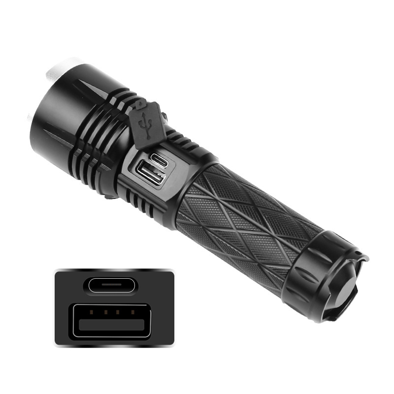 High Quality Flashlight Telescopic Zoom Input And Output Flashlight Attack Head Strong Light Flashlight